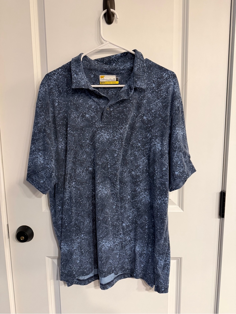 Men's Blue Patterned Golf Polo Shirt